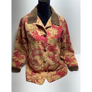 Vintage LL Bean Women’s Chore Coat Barn Jacket Floral Print Pattern Sz Medium